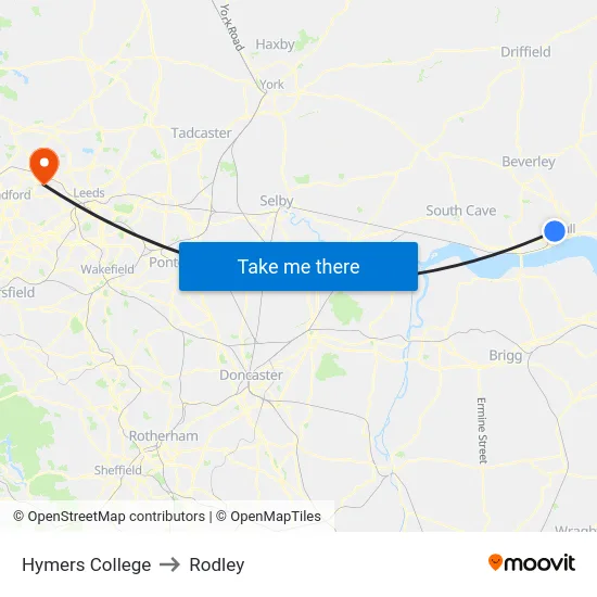 Hymers College to Rodley map