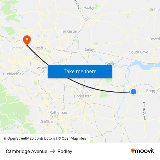 Cambridge Avenue to Rodley map