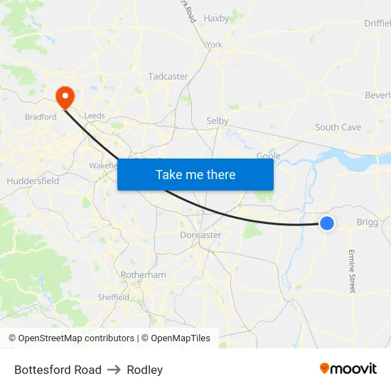 Bottesford Road to Rodley map