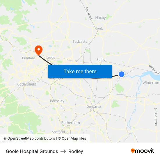 Goole Hospital Grounds to Rodley map