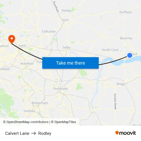 Calvert Lane to Rodley map