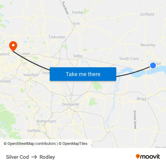 Silver Cod to Rodley map