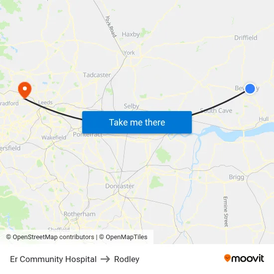 Er Community Hospital to Rodley map