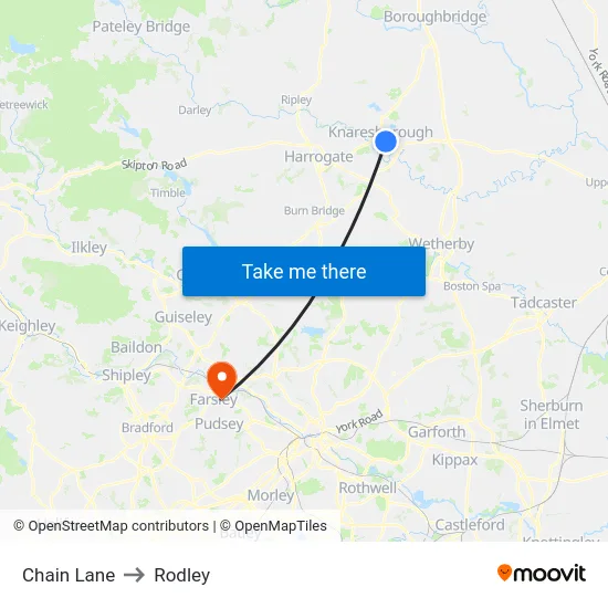Chain Lane to Rodley map