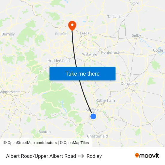 Albert Road/Upper Albert Road to Rodley map