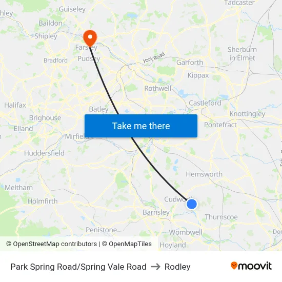 Park Spring Road/Spring Vale Road to Rodley map