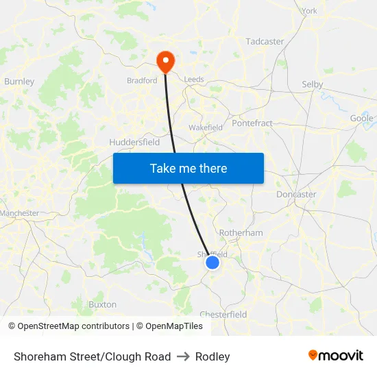 Shoreham Street/Clough Road to Rodley map