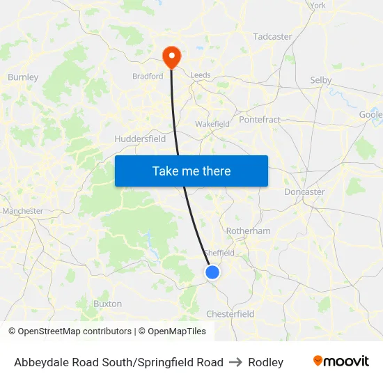 Abbeydale Road South/Springfield Road to Rodley map