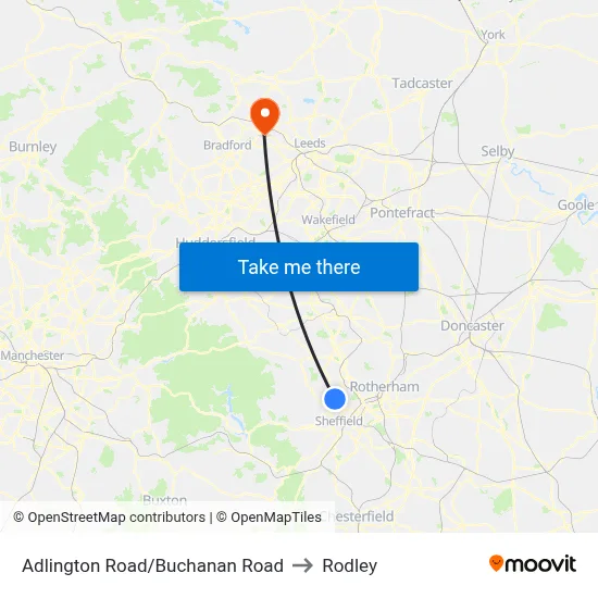 Adlington Road/Buchanan Road to Rodley map