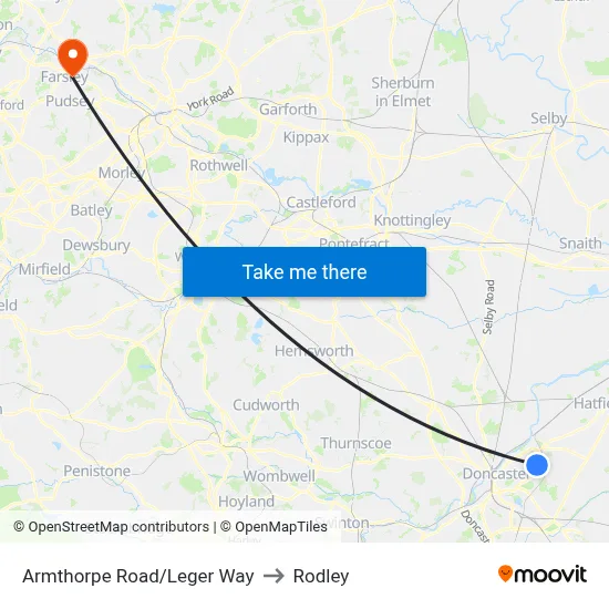 Armthorpe Road/Leger Way to Rodley map