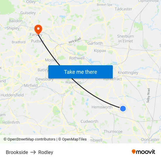 Brookside to Rodley map