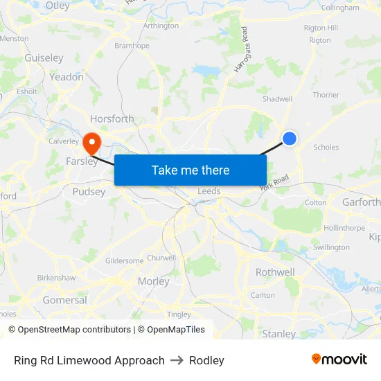 Ring Rd Limewood Approach to Rodley map