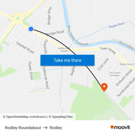 Rodley Roundabout to Rodley map