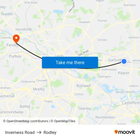 Inverness Road to Rodley map