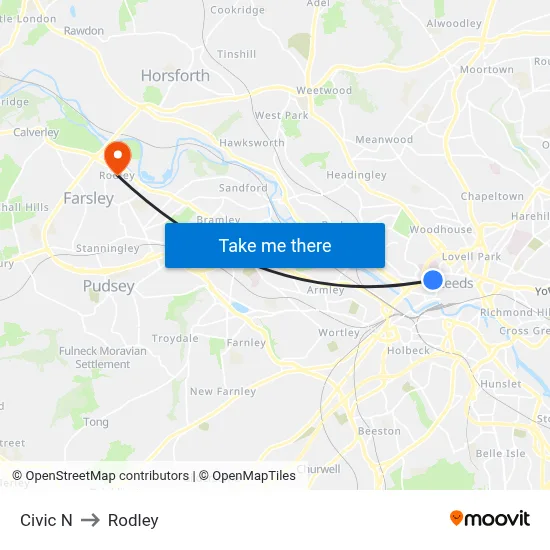 Civic N to Rodley map