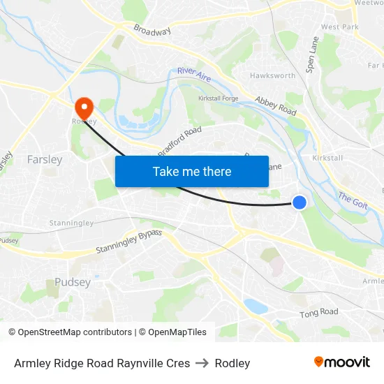 Armley Ridge Road Raynville Cres to Rodley map