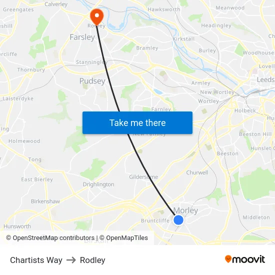 Chartists Way to Rodley map