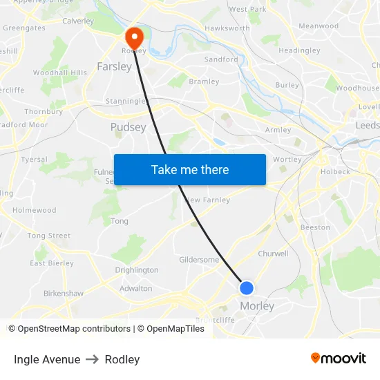 Ingle Avenue to Rodley map