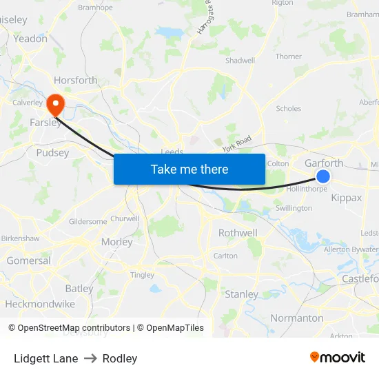 Lidgett Lane to Rodley map