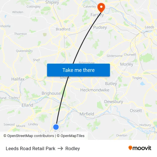 Leeds Road Retail Park to Rodley map