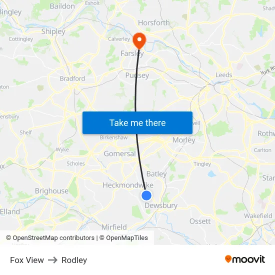 Fox View to Rodley map