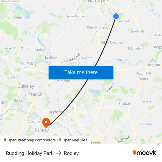 Rudding Holiday Park to Rodley map