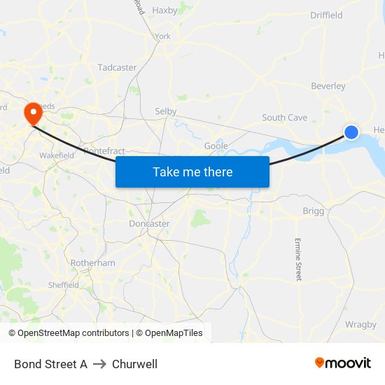 Bond Street A to Churwell map