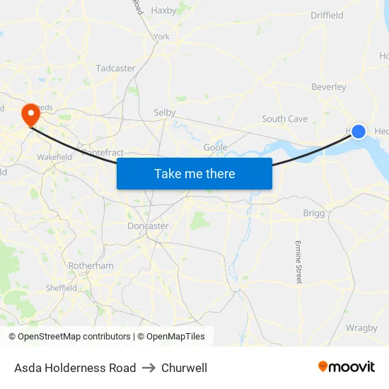 Asda Holderness Road to Churwell map