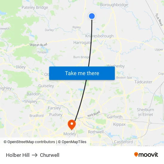 Holber Hill to Churwell map