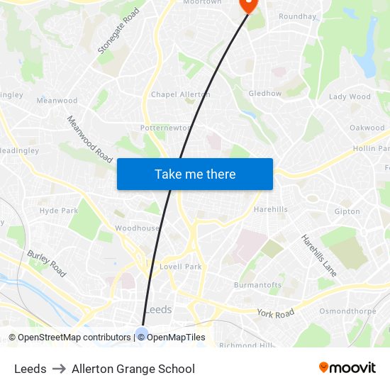 Leeds to Allerton Grange School map