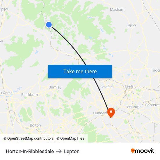 Horton-In-Ribblesdale to Lepton map