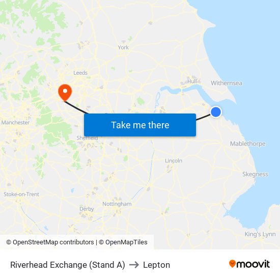 Riverhead Exchange (Stand A) to Lepton map