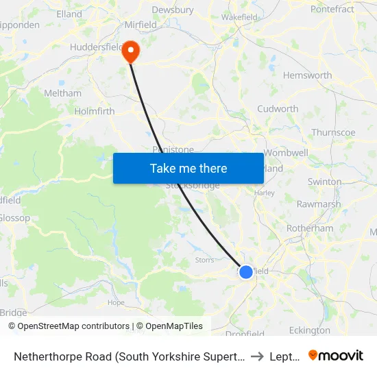 Netherthorpe Road (South Yorkshire Supertram) to Lepton map