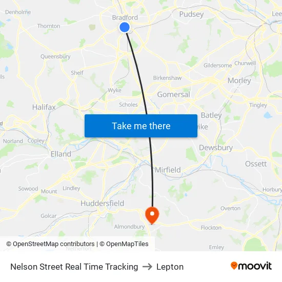 Nelson Street Real Time Tracking to Lepton map