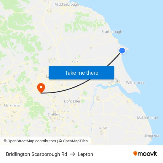 Bridlington Scarborough Rd to Lepton map