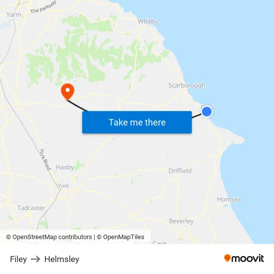 Filey to Helmsley map