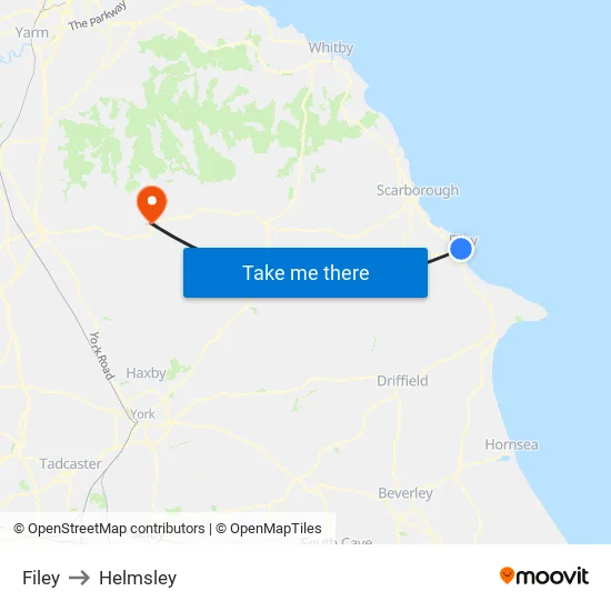 Filey to Helmsley map