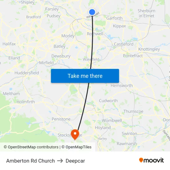 Amberton Rd Church to Deepcar map