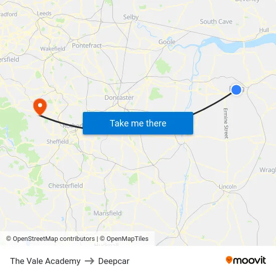 The Vale Academy to Deepcar map