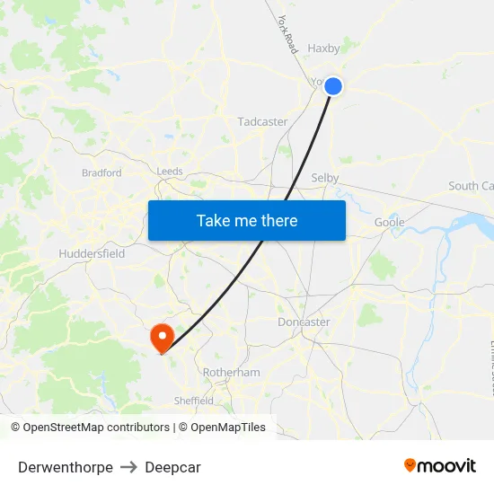 Derwenthorpe to Deepcar map