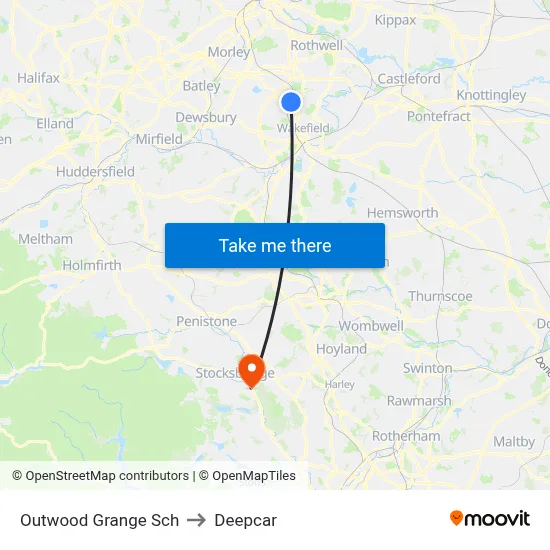 Outwood Grange Sch to Deepcar map
