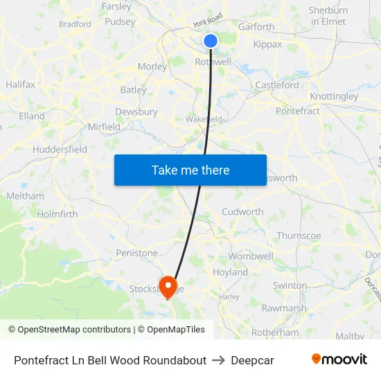 Pontefract Ln Bell Wood Roundabout to Deepcar map