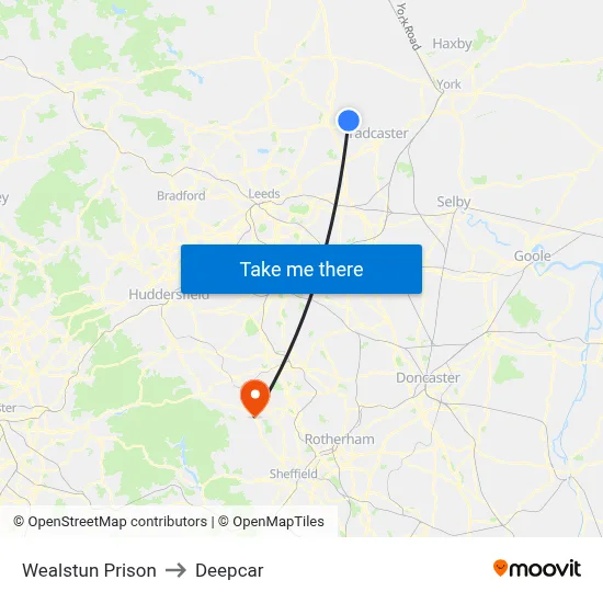 Wealstun Prison to Deepcar map