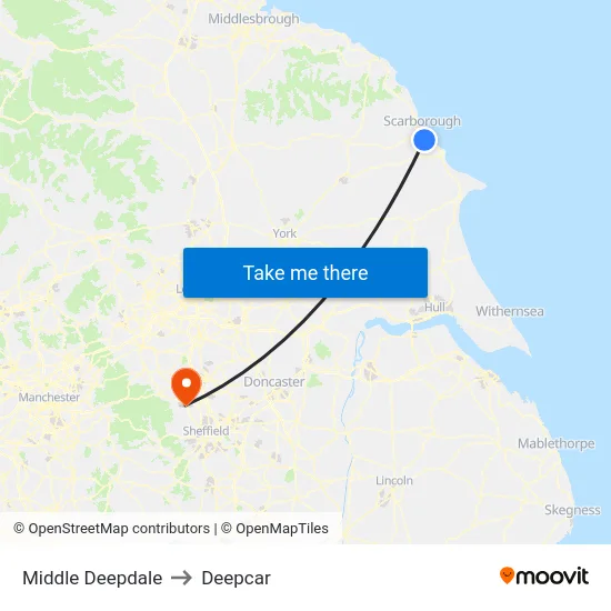Middle Deepdale to Deepcar map