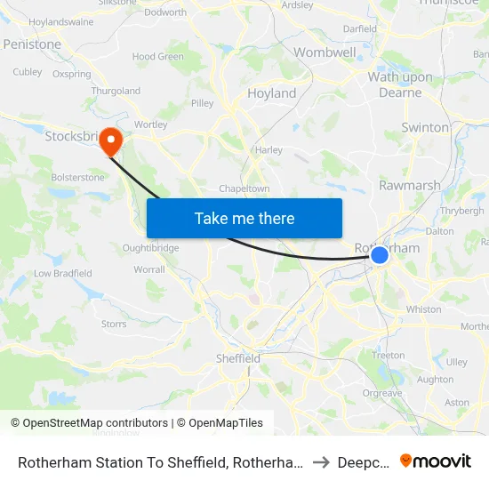 Rotherham Station To Sheffield, Rotherham to Deepcar map
