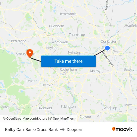 Balby Carr Bank/Cross Bank to Deepcar map