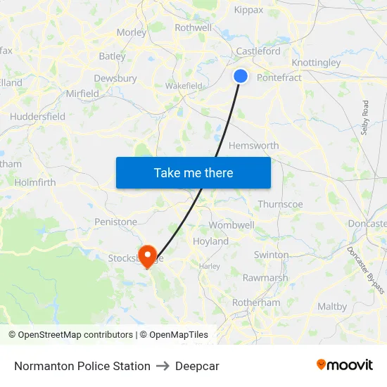 Normanton Police Station to Deepcar map