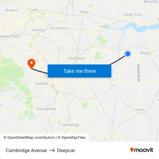 Cambridge Avenue to Deepcar map