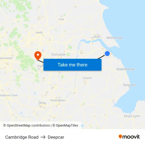 Cambridge Road to Deepcar map
