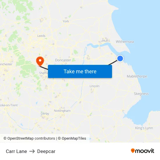 Carr Lane to Deepcar map